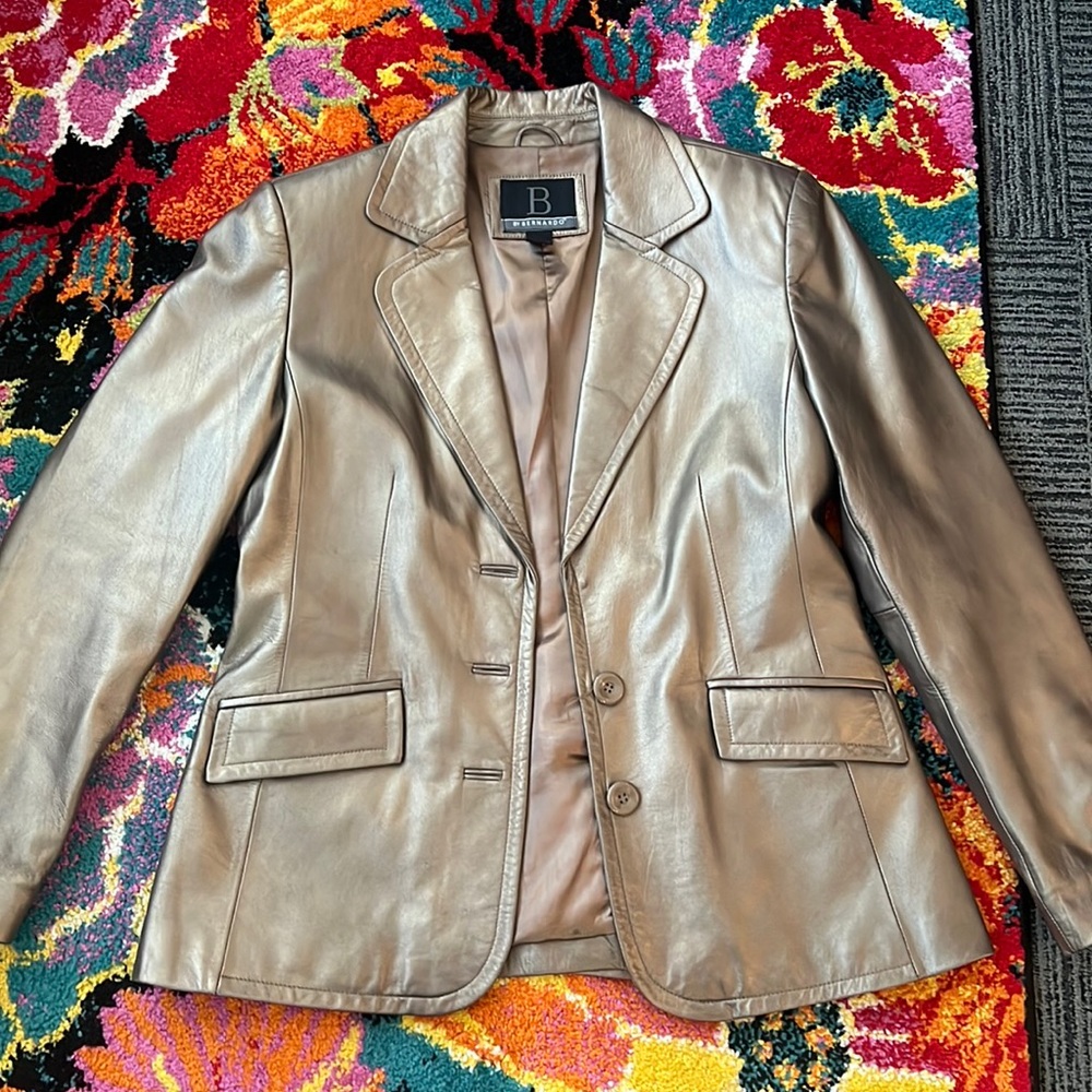 Brand new genuine leather gold blazer